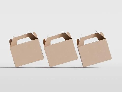 Realistic Cardboard box rendering image on gray background 3D illustration ( Stock Illustration