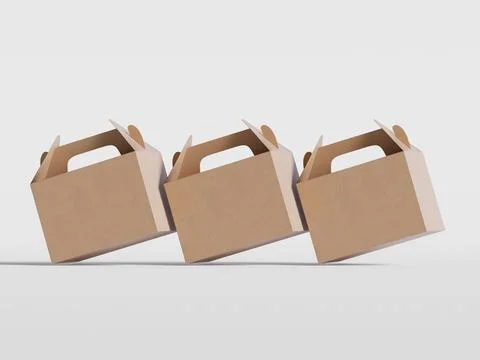 Realistic Cardboard box rendering image on gray background 3D illustration ( Stock Illustration