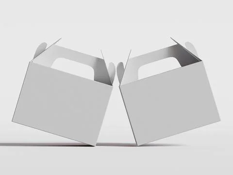 Realistic Cardboard box rendering image on gray background 3D illustration ( Stock Illustration