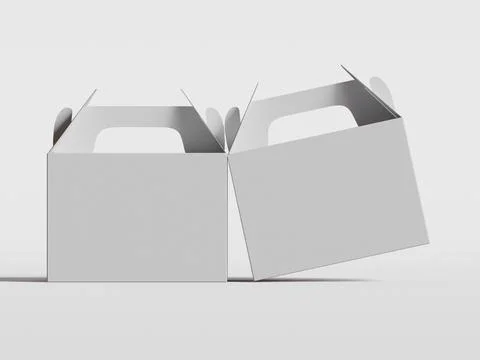 Realistic Cardboard box rendering image on gray background 3D illustration ( Stock Illustration