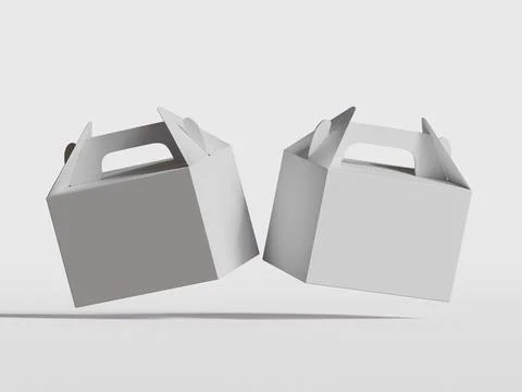 Realistic Cardboard box rendering image on gray background 3D illustration ( イラスト素材