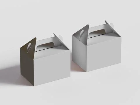 Realistic Cardboard box rendering image on gray background 3D illustration ( Stock Illustration