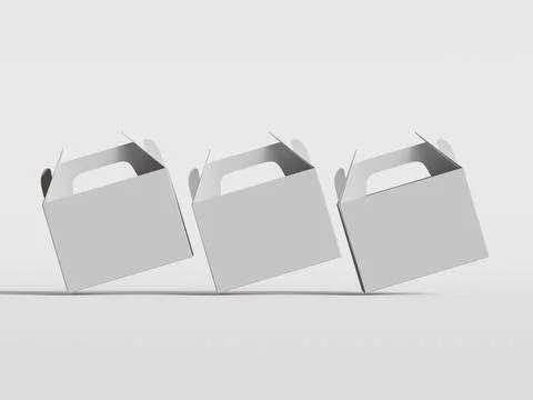 Realistic Cardboard box rendering image on gray background 3D illustration ( Stock-Illustration