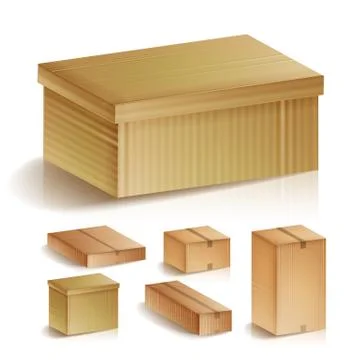 Realistic Cardboard Boxes Set Isolated Illustration. Retail, Logistics, Delivery イラスト素材