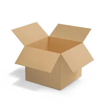 Realistic cardboard open box, side view Illustrazione stock