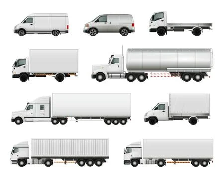 Realistic Cargo Vehicles Set Stockillustratie