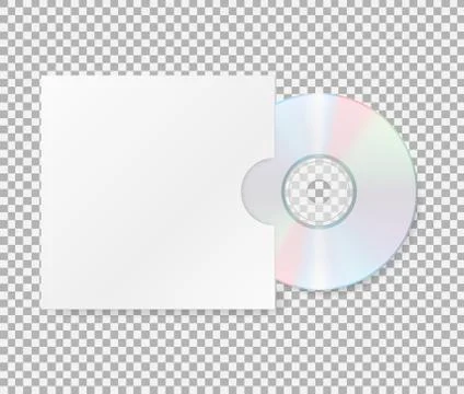 Realistic cd with cover. Close up of a cd dvd disc.Blank compact disk with co Stock Illustration