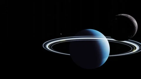 Realistic CG Uranus and Moons FlyBy 4K Video stock 145679593