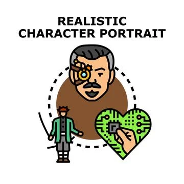 Realistic character portrait creating artificial intelligence avatar Stockillustratie