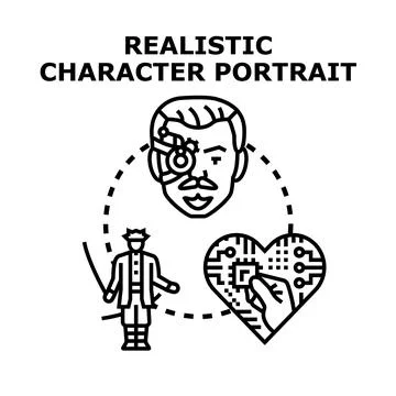 Realistic character portrait creating artificial intelligence avatar Stockillustratie