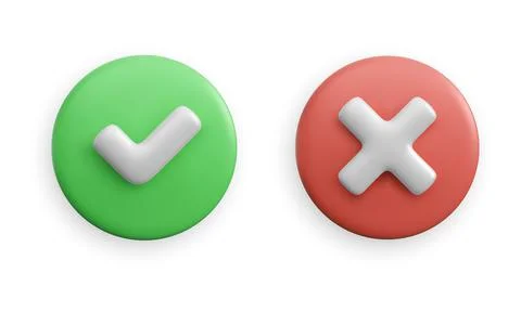 Realistic  check mark button and cancel Icon. Done successful and close icons Stock-Illustration