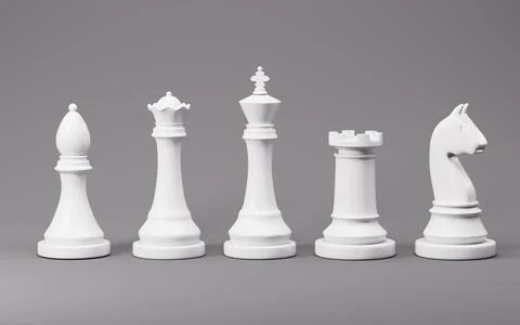 Realistic chess pieces and chessboard set. 3d rendering. Stock Illustration