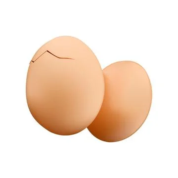 Realistic chicken eggs with on a white background. Cracked or solid egg. Design Illustrazione stock