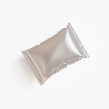 Realistic chips packaging with glossy texture, foil  material on white backg Illustrazione stock