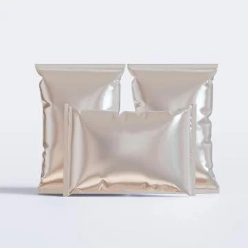 Realistic chips packaging with glossy texture, foil  material on white backg Illustrazione stock