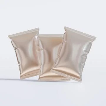 Realistic chips packaging with glossy texture, foil  material on white backg Illustrazione stock