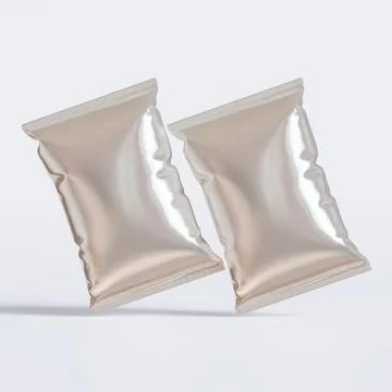 Realistic chips packaging with glossy texture, foil  material on white backg Stock-Illustration