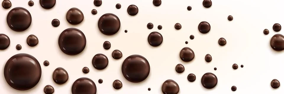 Realistic chocolate bubbles on white background Stock Illustration