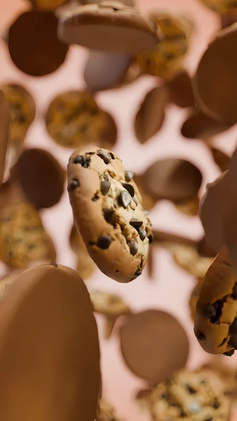 Realistic chocolate chip cookie rotating Stock Footage 329562438