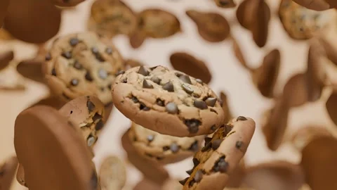 Realistic chocolate cookie rotating Stock Footage 329562446
