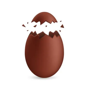 Realistic chocolate eggs. Broken, exploded eggshell. Good for Easter design.  Stock Illustration