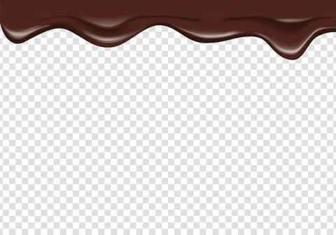 Realistic chocolate liquid flowing and spreading from top border. top borde.. Stock Illustration