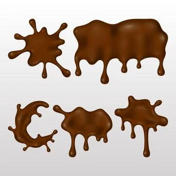 Realistic Chocolate Splashes set 3d Illustrations Stockillustratie
