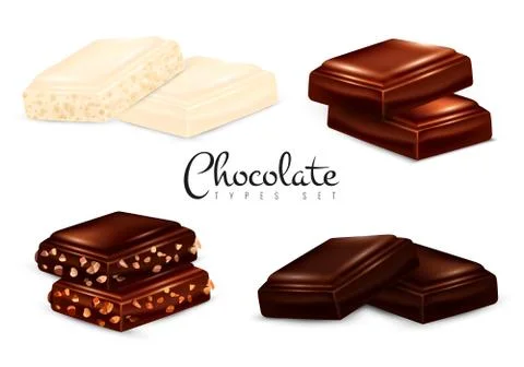 Realistic Chocolate Types Set イラスト素材
