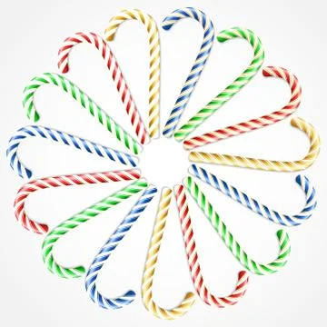 Realistic Christmas candy cane set isolated on white backdrop Stock Illustration