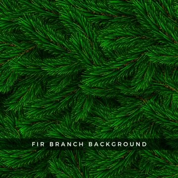 Realistic Christmas tree branches background. Fir branch wallpaper design. Gr Stock Illustration