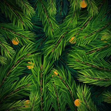 Realistic Christmas tree branches background. Stock Illustration