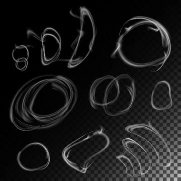 Realistic Cigarette Smoke Waves Vector. White And Grey Smoke Circle. Isolated On Stock Illustration