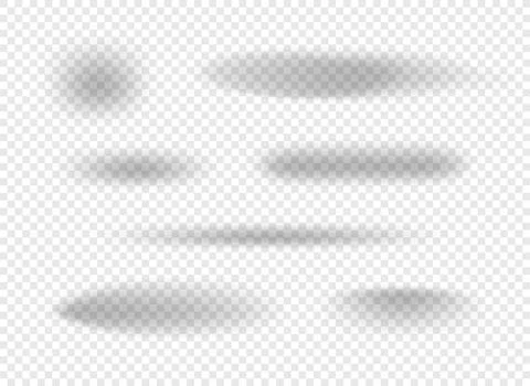 Realistic Circle Shadows set on transparent background. Shadow overlay vector Stock Illustration