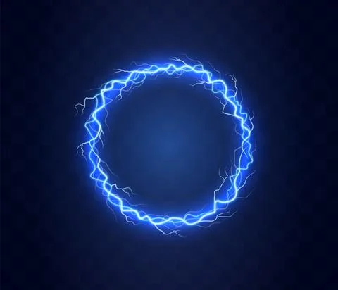 Realistic circle of thunder storm lightnings. Stock-Illustration