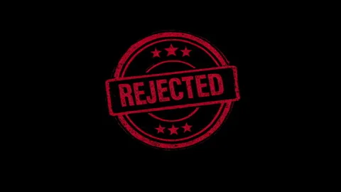 A realistic circular REJECTED rubber seal in deep red featuring an authentic Stock Footage 339988431