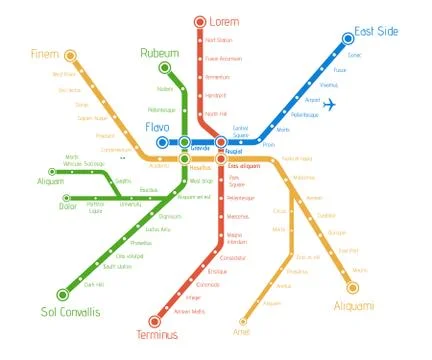 Realistic city  metro  map. Vector background illustration. Abst Stock Illustration