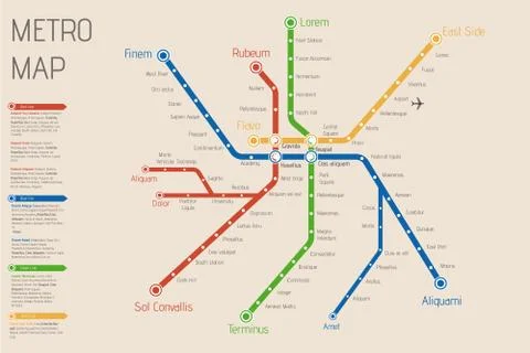 Realistic city  metro  map. Vector background illustration. Abst Stock Illustration