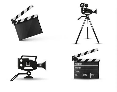 Realistic clapper.cinema.Board on a white background.film.time.vector Stock Illustration