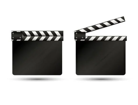 Realistic clapper.cinema.Board on a white background.film.time.vector Stock Illustration