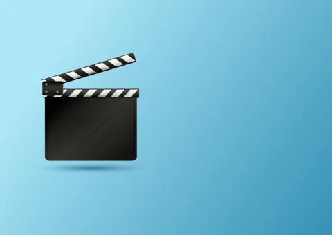 Realistic clapper.cinema.Board on a white background.film.time.vector Illustrazione stock