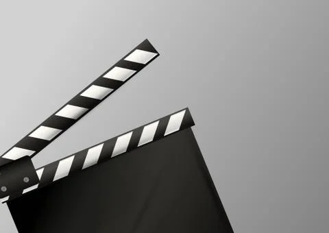 Realistic clapper.cinema.Board on a white background.film.time.vector Stock Illustration