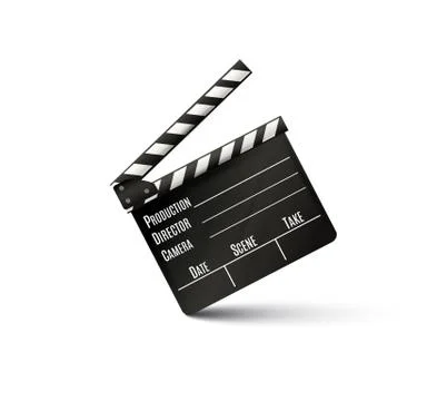 Realistic clapper.cinema.Board on a white background.film.time.vector Stock Illustration