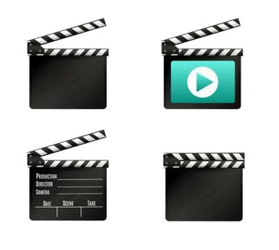 Realistic clapper.cinema.Board on a white background.film.time.vector Stock Illustration