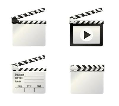 Realistic clapper.cinema.Board on a white background.film.time.vector Stock Illustration