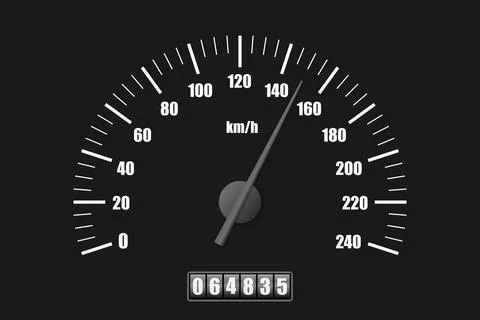 Realistic classic car speedometer with odometer sensor hud interface template Stock Illustration