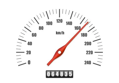 Realistic classic car speedometer with odometer sensor hud interface template Stock Illustration