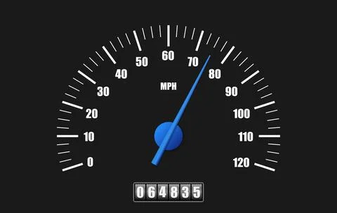 Realistic classic car speedometer with odometer sensor hud interface template Stock Illustration