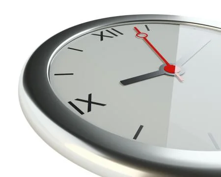 Realistic classic silver round wall clock Illustrazione stock