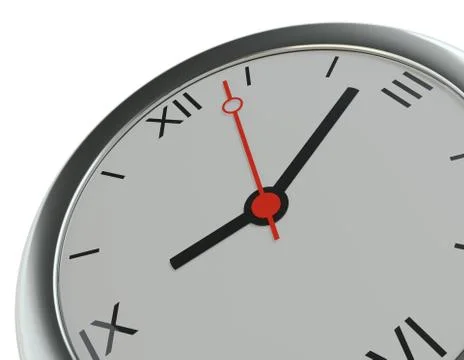 Realistic classic silver round wall clock Stock Illustration