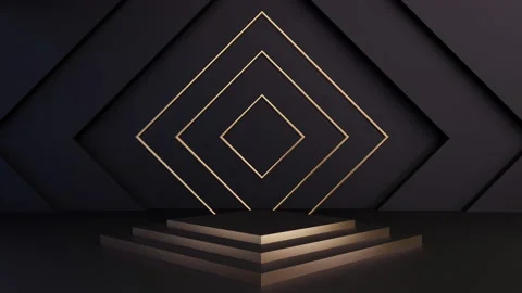 Realistic clean 3d rendering with gold and black squares. Video stock 167296651